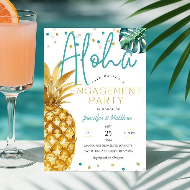 Tropical Luau Aloha Beach-Förlovningsfesten Inbjudningar (Tropical Luau Aloha Beach Engagement Party Invitation)
