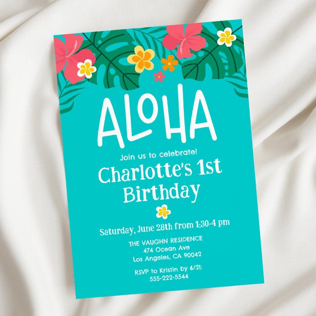 Tropical Luau Aloha Birthday Inbjudningar (Skapare uppladdad)