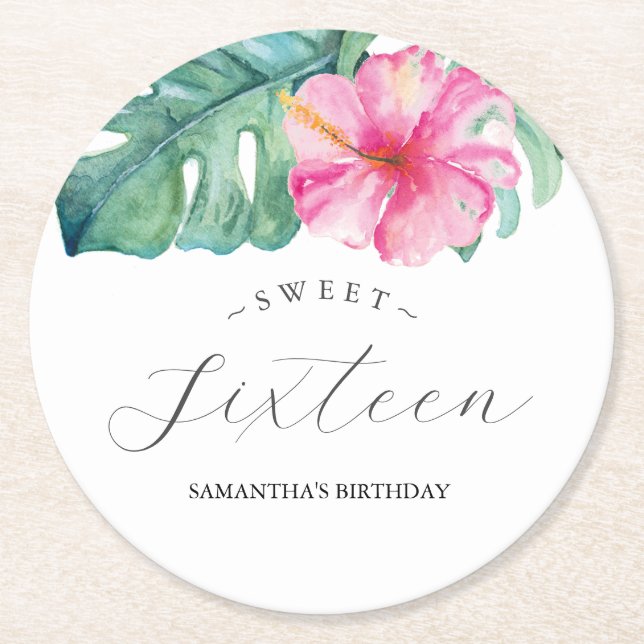 Tropical Luau Anpassningsbar Underläggs Underlägg Papper Rund (Framsidan)