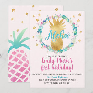 Tropical Luau Birthday Investigation eller any eve Inbjudningar