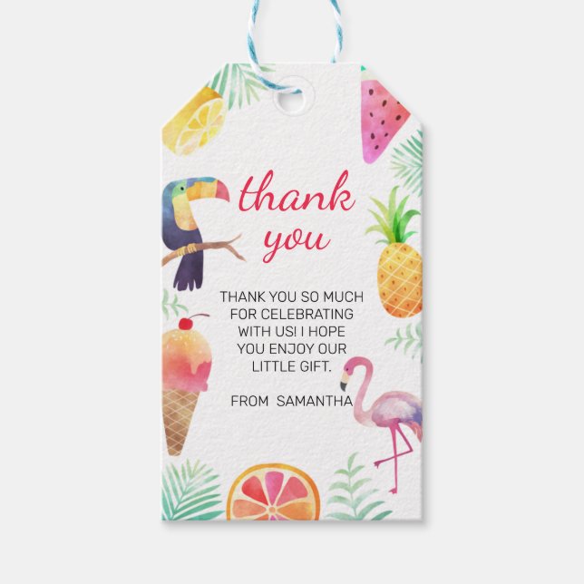 Tropical Luau Birthday Presentetikett (Framsidan)