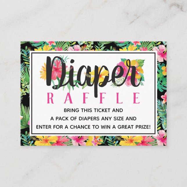 Tropical Luau Diaper Raffle Biljett, BOHO Tilläggskort (Framsida)