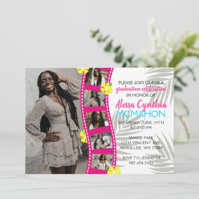 Tropical Luau Filmremsa 6 Photo Studenten Inbjudningar (Stående Fram)