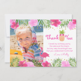 Tropical Luau Flamingo Birthday Girl Tack Kort