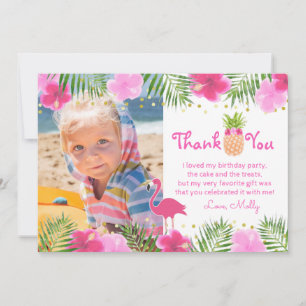Tropical Luau Flamingo Birthday Girl Tack Kort