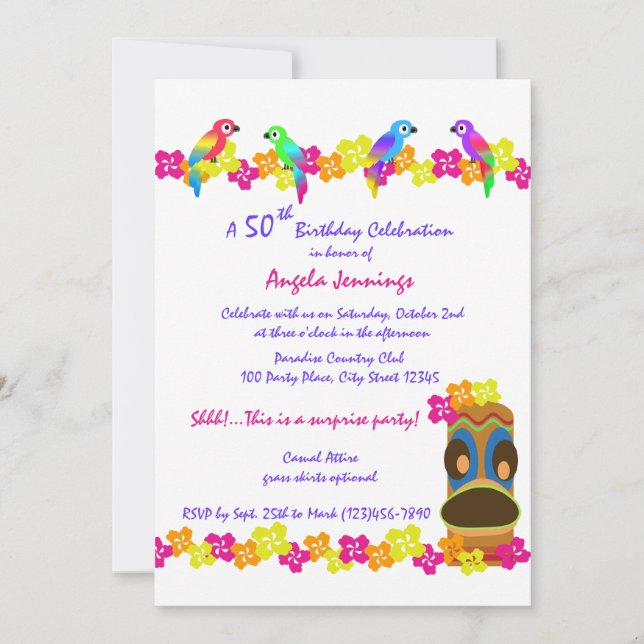 Tropical Luau Inbjudningar (Framsida)