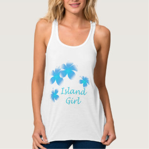 Tropical Luau Island Girl Blommigt Flowy Tank Linne Med Racerback