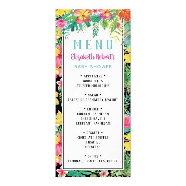 Tropical Luau Menu Card, BOHO Reklamkort (Framsidan)