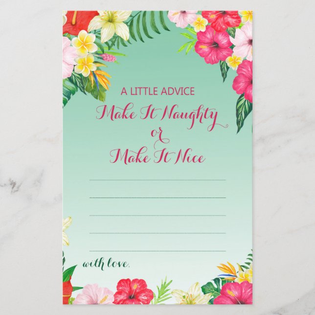 Tropical Luau Möhippa Game TRINTED (Framsida)