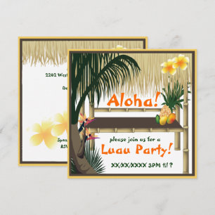 Tropical Luau Party Tiki Hut-inbjudan Inbjudningar