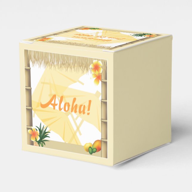 Tropical Luau Party Tiki Hut Party Favoritbox Presentaskar (Framsidan Sidan)