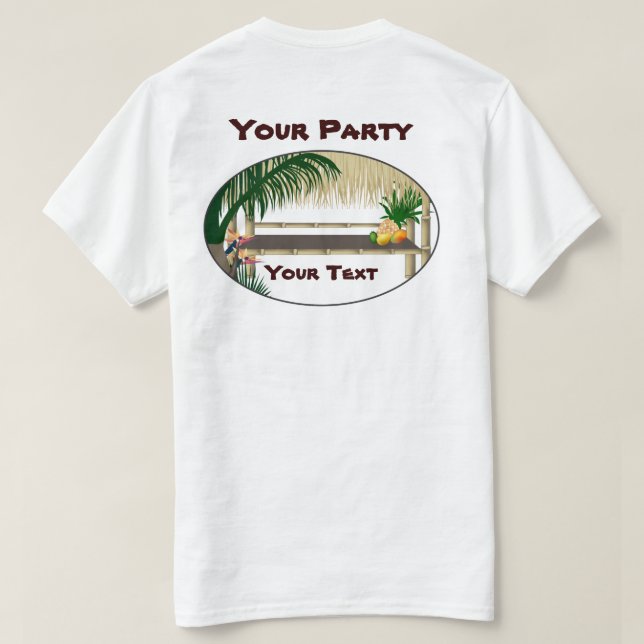 Tropical Luau Party Tiki Hut Pub Manar T-shirt (Design baksida)