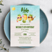 Tropical Luau Pineapple Beach Birthday