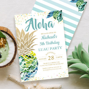 Tropical Luau Pineapple Beach Birthday Investigati Inbjudningar