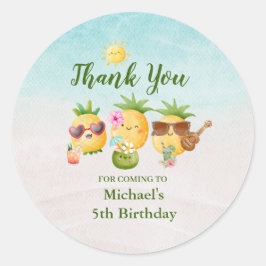 Tropical Luau Pineapple Beach Birthday Runt Klistermärke