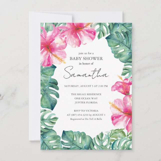 Tropical Luau Theme Baby Shower Inbjudningar (Framsida)