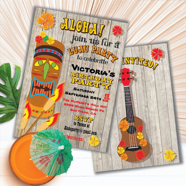 Tropical Luau Tiki-partiets inbjudningar (Skapare uppladdad)