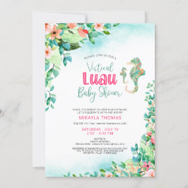 Tropical Luau Virtuell Baby Shower Seahorse Inbjudningar