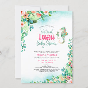 Tropical Luau Virtuell Baby Shower Seahorse Inbjudningar