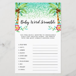 Tropical Luau Watercolor Glitter Ord Scramble