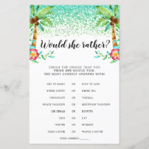 Tropical Luau Watercolor Would She Rather-spel
