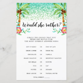 Tropical Luau Watercolor Would She Rather-spel