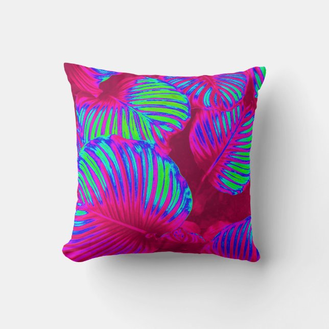 Tropical Lush Magenta Lövs Anpassningsbar Dekorati Kudde (Framsida)
