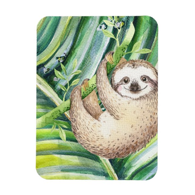 Tropical lycklig Sloth Magnet (Vertikal)
