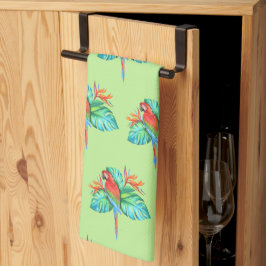 Tropical Macaw Parrot Grönt Kitchen Towel Kökshandduk