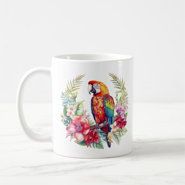 Tropical Macaw Parrot Kaffemugg (Vänster)