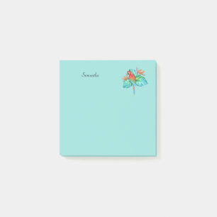 Tropical Macaw Parrot Personlig 3x3 Post-it Block