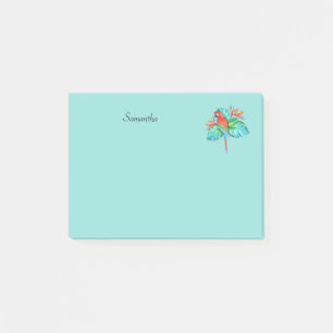 Tropical Macaw Parrot Personlig 4x3 Post-it Block