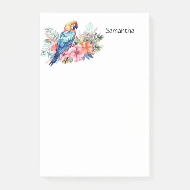 Tropical Macaw Parrot Personlig Post-it Block (Framsida)