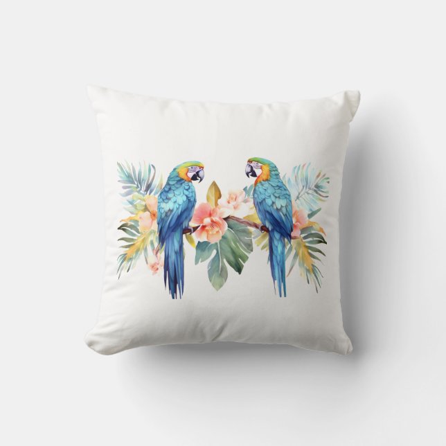 Tropical Macaw Parrot Pillow Kudde (Framsida)