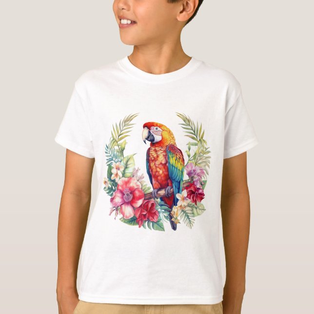 Tropical Macaw Parrot T-Shirt (Framsida)