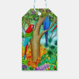 Tropical Macaw Parrots Gift Märkres Presentetikett