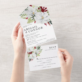 Tropical Magnolia White Grönt Red