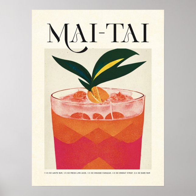 Tropical Mai Tai Cocktail Poster Retro Tiki (Framsidan)