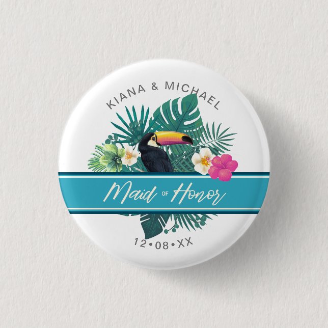 Tropical Maid of honor Teal ID577 Knapp (Framsida)