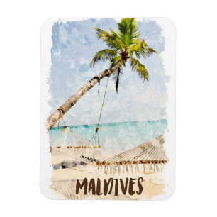 Tropical Maldives Beach View Scenery Magnet