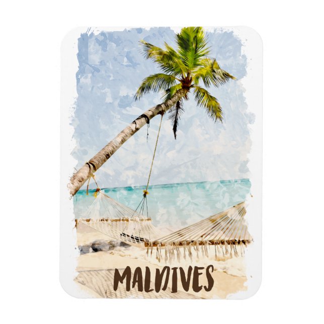 Tropical Maldives Beach View Scenery Magnet (Vertikal)