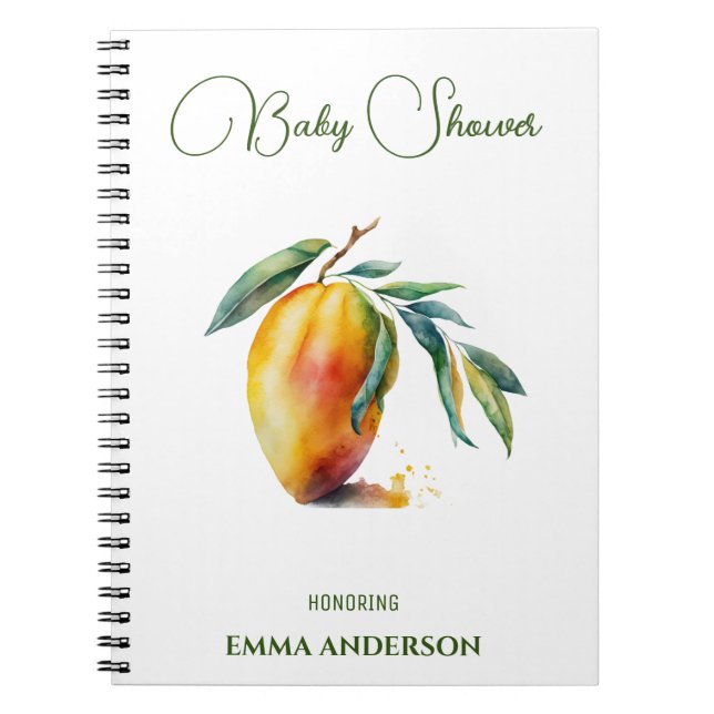 Tropical Mango | Baby Shower Anteckningsbok (Framsidan)