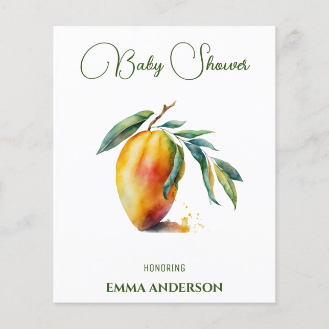 Tropical Mango | Baby Shower Flygblad (Framsidan)