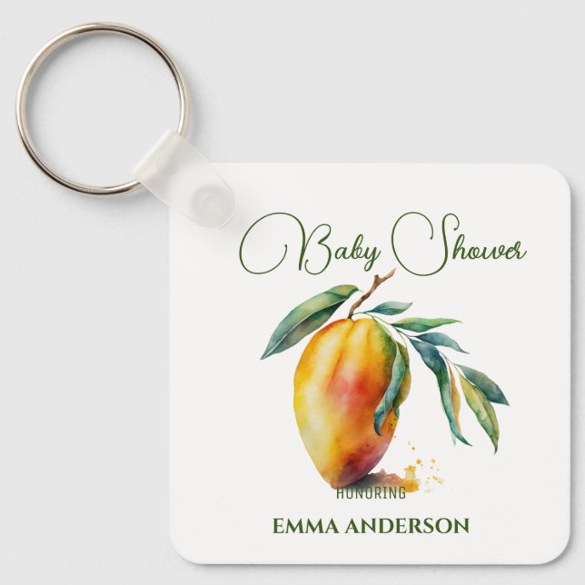 Tropical Mango | Baby Shower Nyckelring (Framsida)