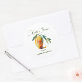 Tropical Mango | Baby Shower Runt Klistermärke