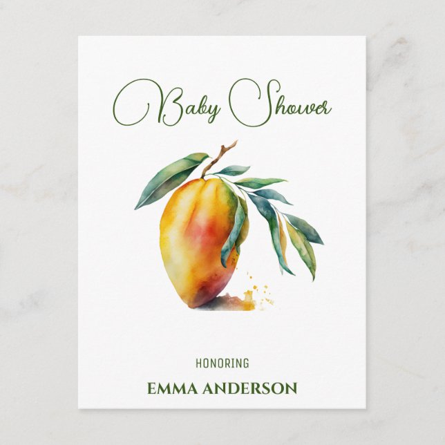 Tropical Mango | Baby Shower Tilläggskort (Framsida)