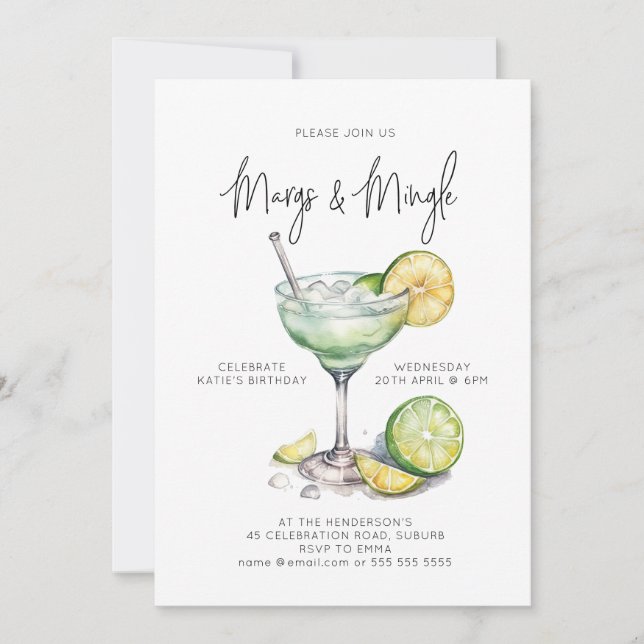 Tropical Margarita Cocktail Party-inbjudan Inbjudningar (Framsida)