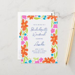 Tropical Marker Sketch Flower Gräns Bachelorette Vykort