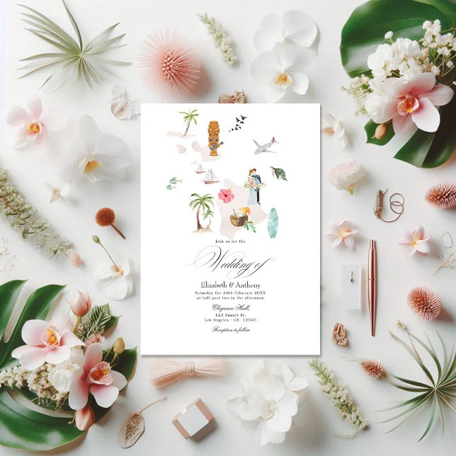 Tropical Maui - Hawaii Destination Wedding Inbjudningar (Tropical Maui - Hawaii Destination Wedding Invitation)
