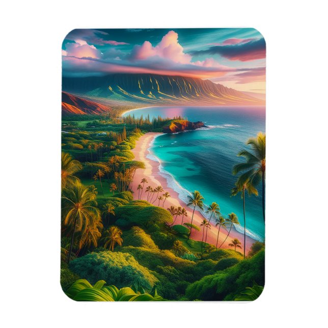Tropical Maui Island Paradise Magnet (Vertikal)